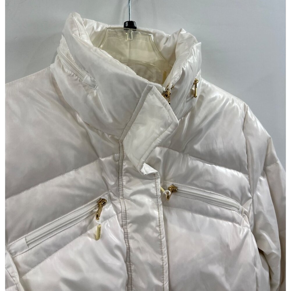 Calvin Klein White Puffer Jacket Down Fill Hidden Hood Women's Size M ~~minty~~ - Picture 8 of 16
